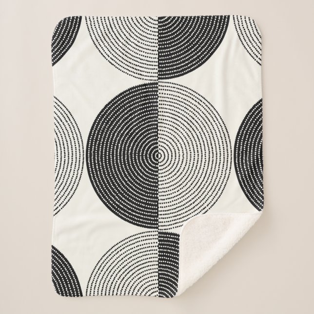 Couverture Sherpa Cercles noirs et blancs motif sans soudure (Devant)