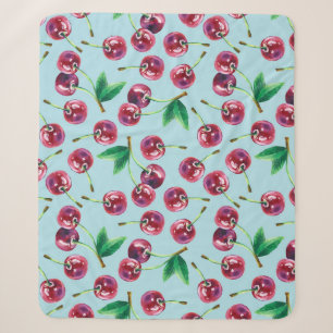 Couverture Sherpa Cerises d'aquarelle modernes : Motif de baies jute
