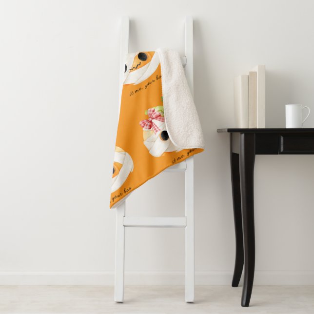 Couverture Sherpa C'est moi ton Boo Cosy Fall Citrouille Sherpa Blan (En situation)