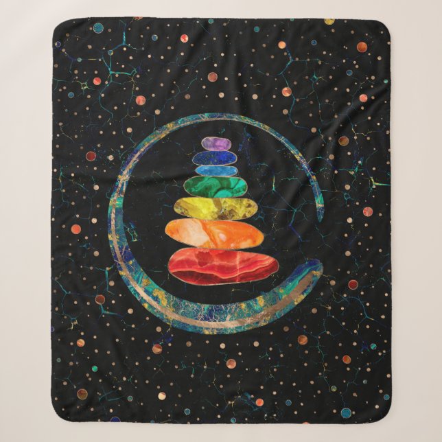 Couverture Sherpa Chakras Zen Stones et Enso circle (Devant)
