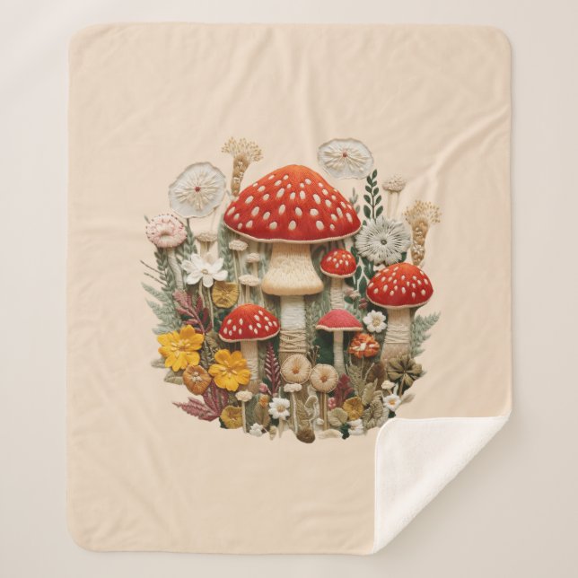 Couverture Sherpa Champignon et Fleur sauvage Sherpa Blanket (Devant)