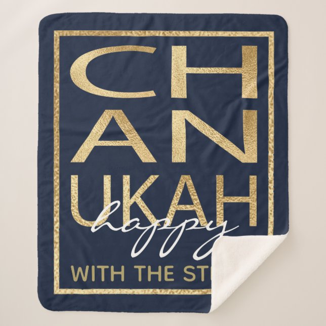 Couverture Sherpa Chanukah Happy Gold Sherpa Blanket/Moyen (Devant)