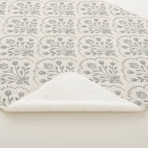 Charbon et motif floral beige à motif de coquille