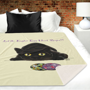 Couverture Sherpa Chasse aux œufs de Pâques de chat noir Vacances Ja