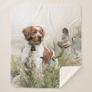 Couverture Sherpa Chasse avec un chien breton, Art