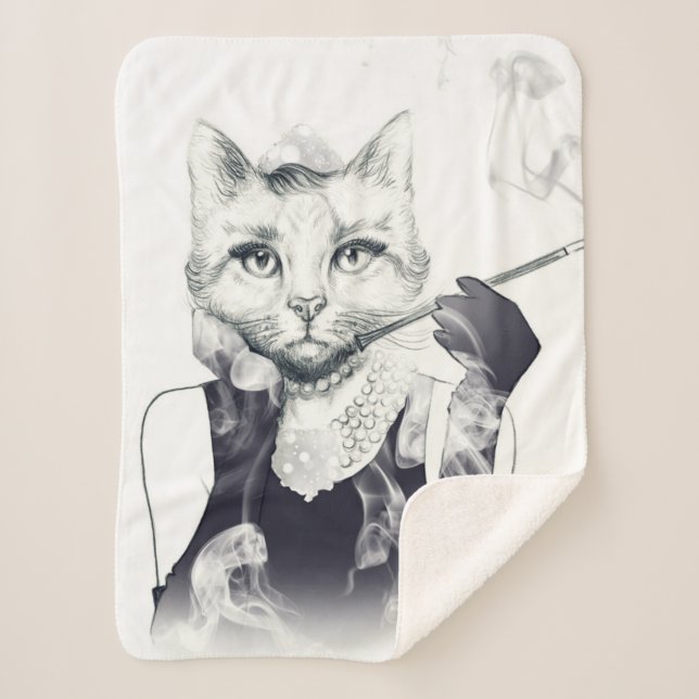 Couverture Sherpa Chat de charme (Devant)