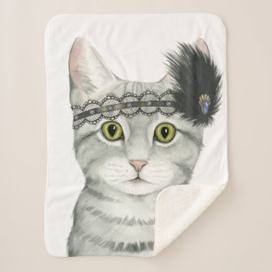 Couverture Sherpa Chat de Downton incrusté de bijoux avec la