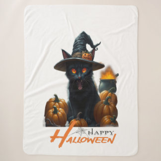 Couverture Sherpa Chat d'Halloween