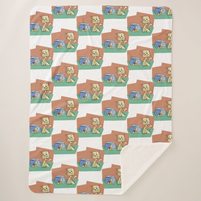 Couverture Sherpa Chat et cuvette de poisson (Devant)