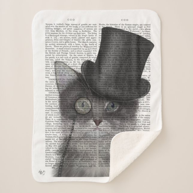 Couverture Sherpa Chat gris avec chapeau supérieur (Devant)
