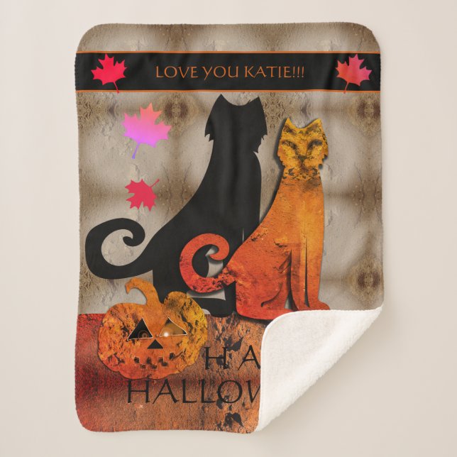 Couverture Sherpa Chat Halloween Kitty (Devant)