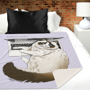 Couverture Sherpa Chat Ragdoll Fluffy Ordinateur Portable Lavande Dr
