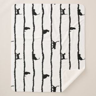 Couverture Sherpa Chat Silhouette rayures Abstrait main tiré Motif