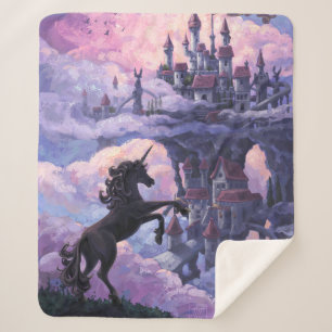 Couverture Sherpa Château de licorne peinture d'art