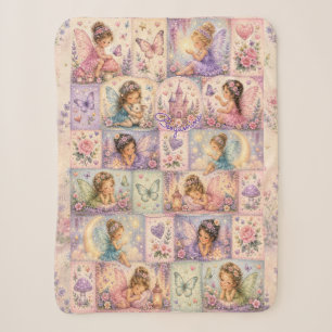 Couverture Sherpa Château en patchwork de fées pour les rêveurs cosy