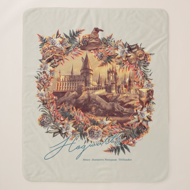 Couverture Sherpa CHÂTEAU HOGWARTS™ Graphique floral (Devant)