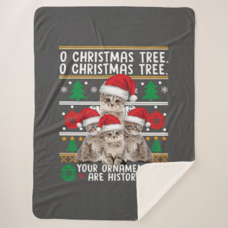 Couverture Sherpa Chats Chemise de Noël Funny Ornements Pajama Famil