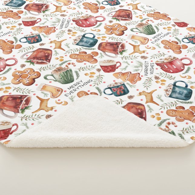 Couverture Sherpa Chaud cacao pain d'épices Cookies Noël rustique (3/4)