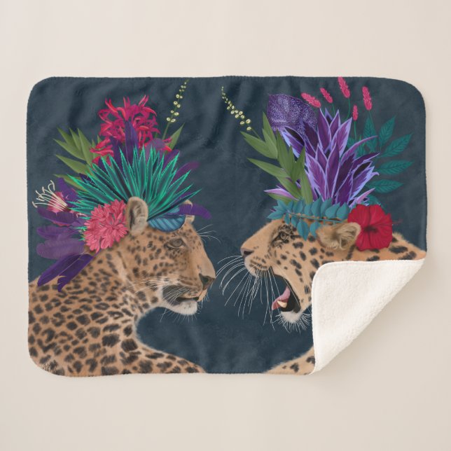 Couverture Sherpa Chaud House Leopards | Un couple (Devant (Horizontal))
