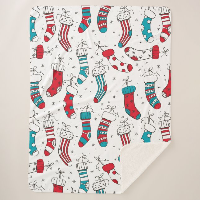 Couverture Sherpa Chaussettes de Noël (Devant)