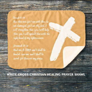 Couverture Sherpa Chauve-prière chrétienne Croix blanche