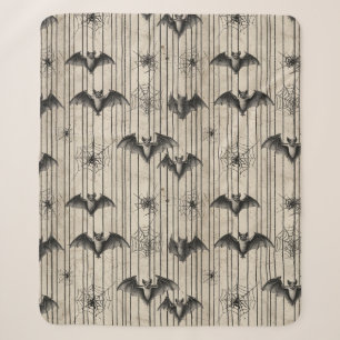 Couverture Sherpa Chauves-souris vintages et toiles d'araignée sur s