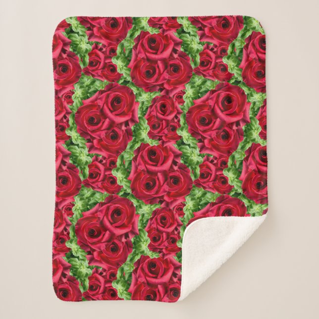 Couverture Sherpa Chemin Rouge Roses Fleur Garland (Devant)