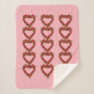 Couverture Sherpa Chemises en forme de coeur des Roses rouges Feuill
