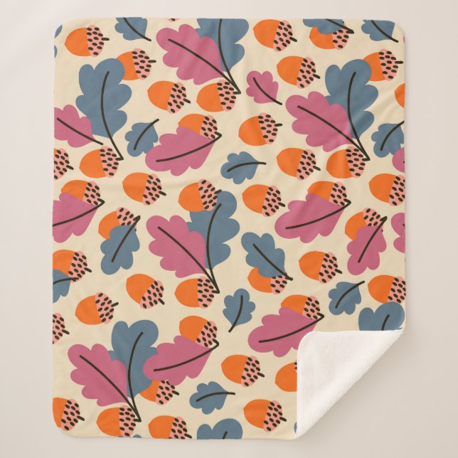Couverture Sherpa Chêne d'automne : Feuilles et Motifs d'Acorns (Devant)