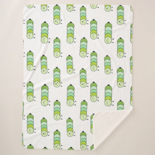 Couverture Sherpa Chenilles Vertes Mignonnes et Diverses Expressions
