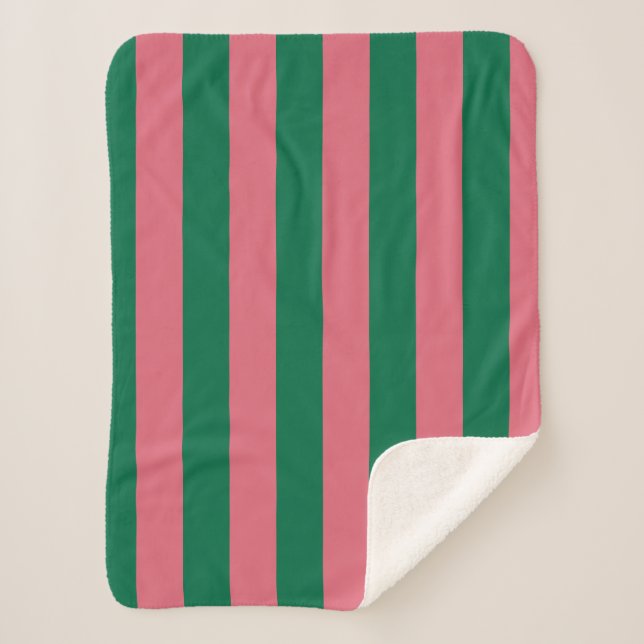 Couverture Sherpa Chérie Picket Rose Vert Bande (Devant)