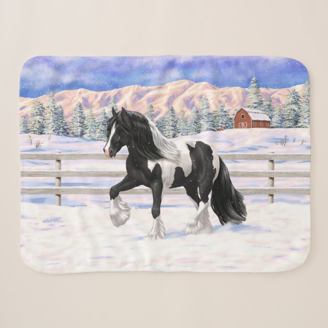 Couverture Sherpa Cheval d'attelage de la bandelette tzigane noire d (Devant (Horizontal))