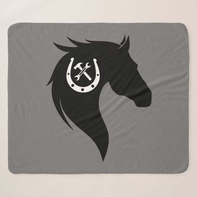 Couverture Sherpa Cheval de Farrier Chaussures Silhouette Graphique (Devant (Horizontal))