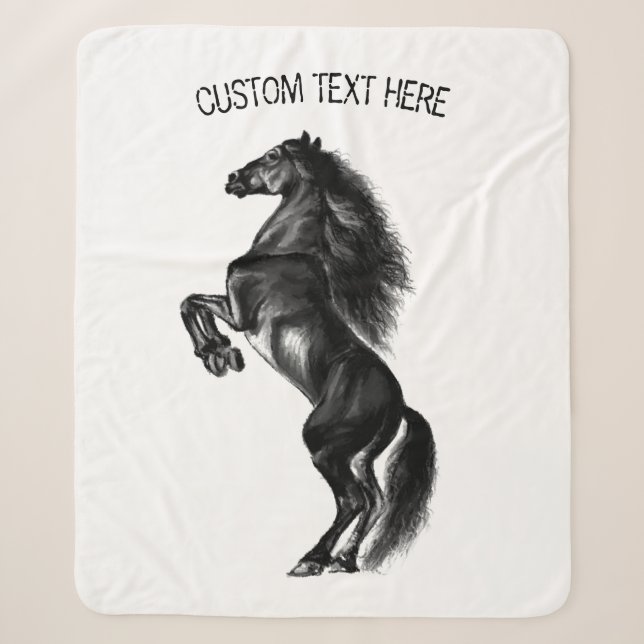 Couverture Sherpa Cheval dressée avec texte person (Devant)