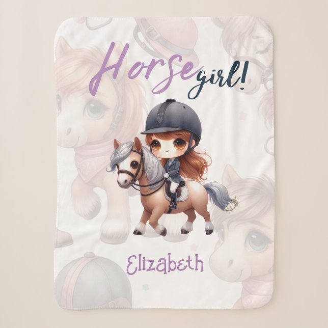Couverture Sherpa Cheval Girl Dressage Personnalisé (Devant)
