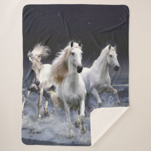 Couverture Sherpa Chevaux à lancer l'oreiller