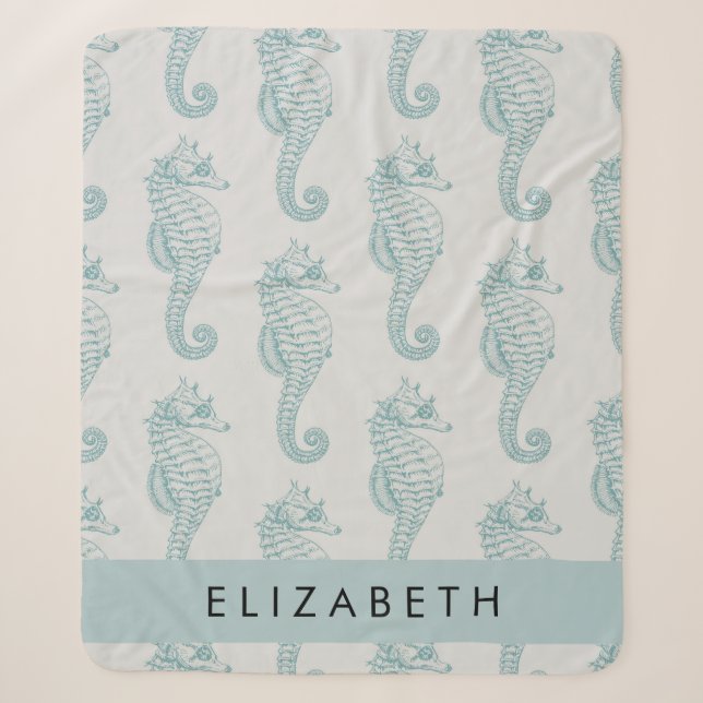 Couverture Sherpa Chevaux de mer tropicaux, Motif hippocampe, Votre  (Devant)