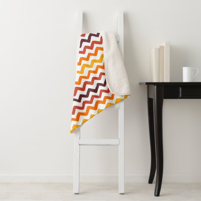Couverture Sherpa Chevron Orange Fall (En situation)