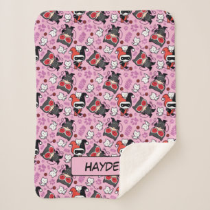 Couverture Sherpa Chibi Catwoman, Harley Quinn & Kittens Motif