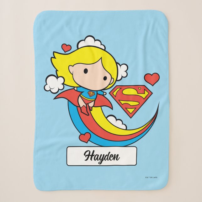 Couverture Sherpa Chibi Supergirl volant arc-en-ciel (Devant)