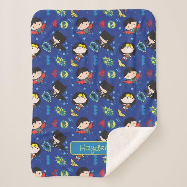 Couverture Sherpa Chibi Wonder Woman, Superman et Batman Motif (Devant)