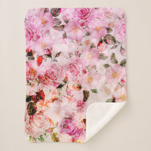 Couverture Sherpa Chic Joli Push Pink Rose Floral