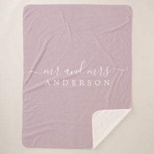Couverture Sherpa Chic Nouveau marié M. Mme Pastel Purple Monogramme