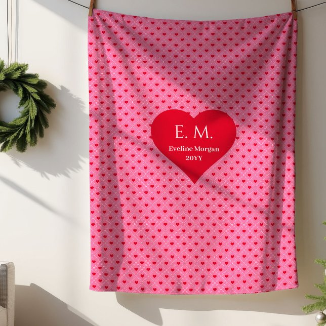 Couverture Sherpa Chic Sweet Pink Hearts Valentine Gift for Couples (Chic Sweet Pink Hearts Valentine Gift for Couples Sherpa Blanket)