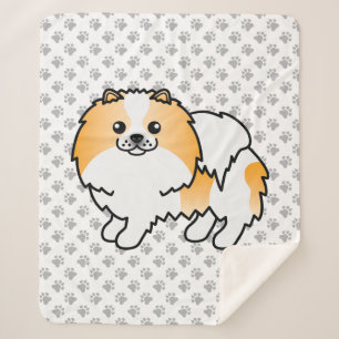 Couverture Sherpa Chien de dessin animé Pomeranian Parti-Couleur Ora