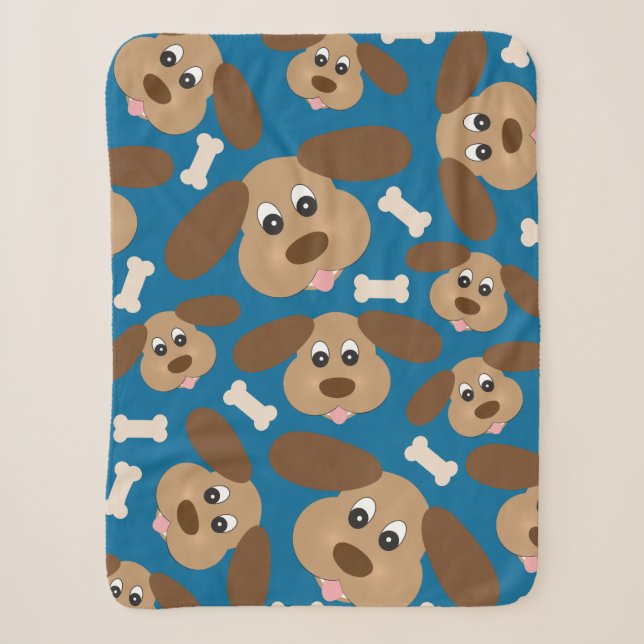 Couverture Sherpa Chien de sourire mignon avec de grandes oreilles (Devant)