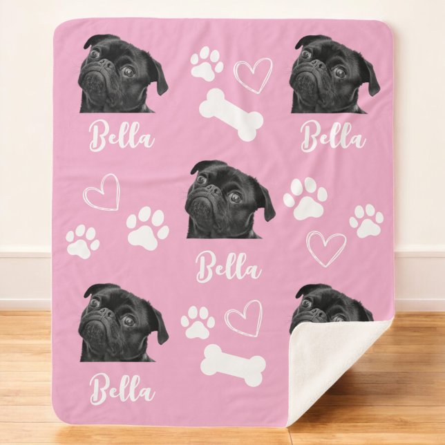 Couverture Sherpa Chien Personnalisé Aimer Animaux 5 Photo Collage (Créateur téléchargé)