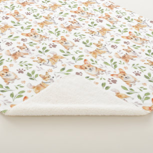 Couverture Sherpa Chiens de Corgi à l'aquarelle mignonne - Animaux d