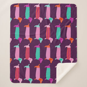 Couverture Sherpa Chiens de Dachshund : Motif mignon sans couture.