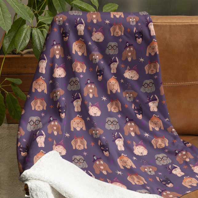 Couverture Sherpa Chiens d'Halloween pourpres (Créateur téléchargé)